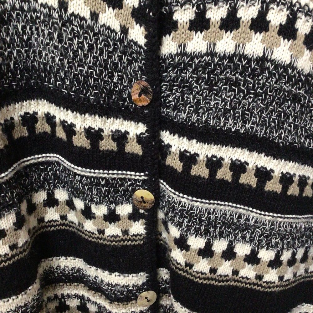 Croft & Barrow - Black, cream and tan cardigan sweater - Picture 3 of 7